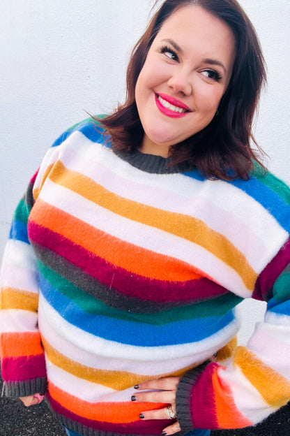 Embrace The Day Multicolor Stripe Soft Knit Oversized Sweater