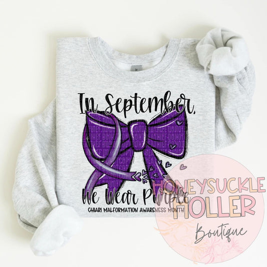 In September We Wear Purple Ghiari Malformation Awareness Ribbon