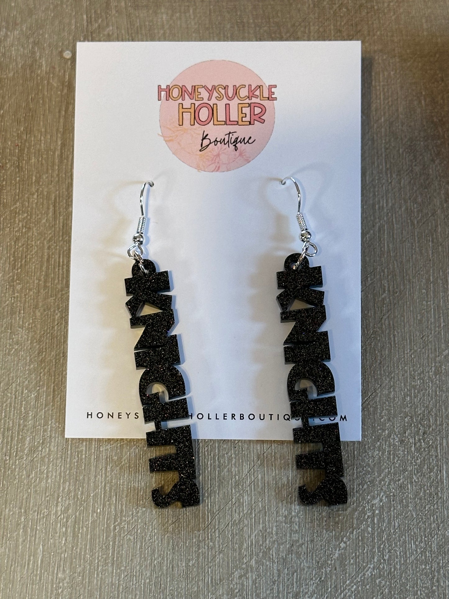 Black Glitter Block Knights Earrings