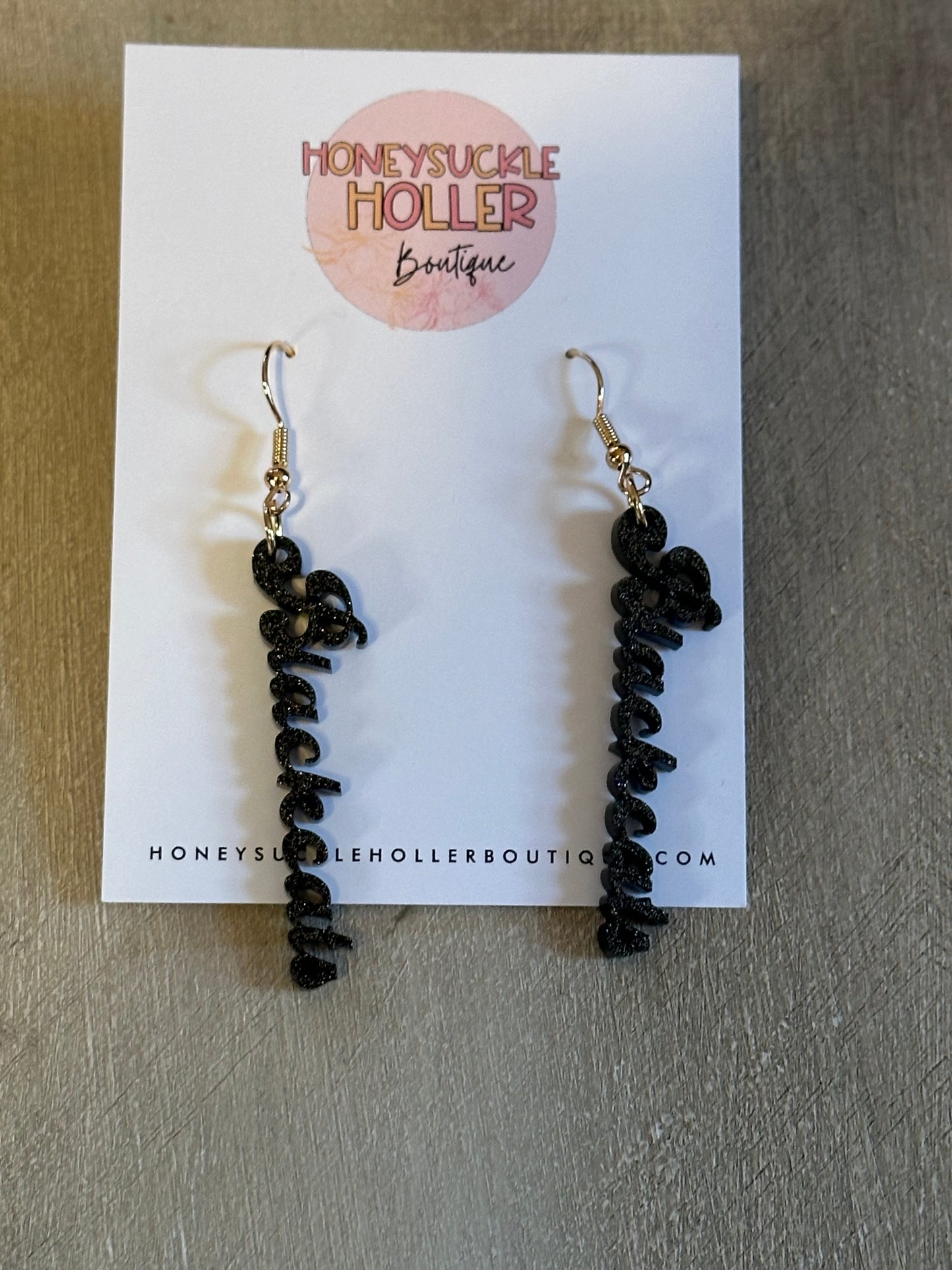 Black Glitter Blackcats Earrings