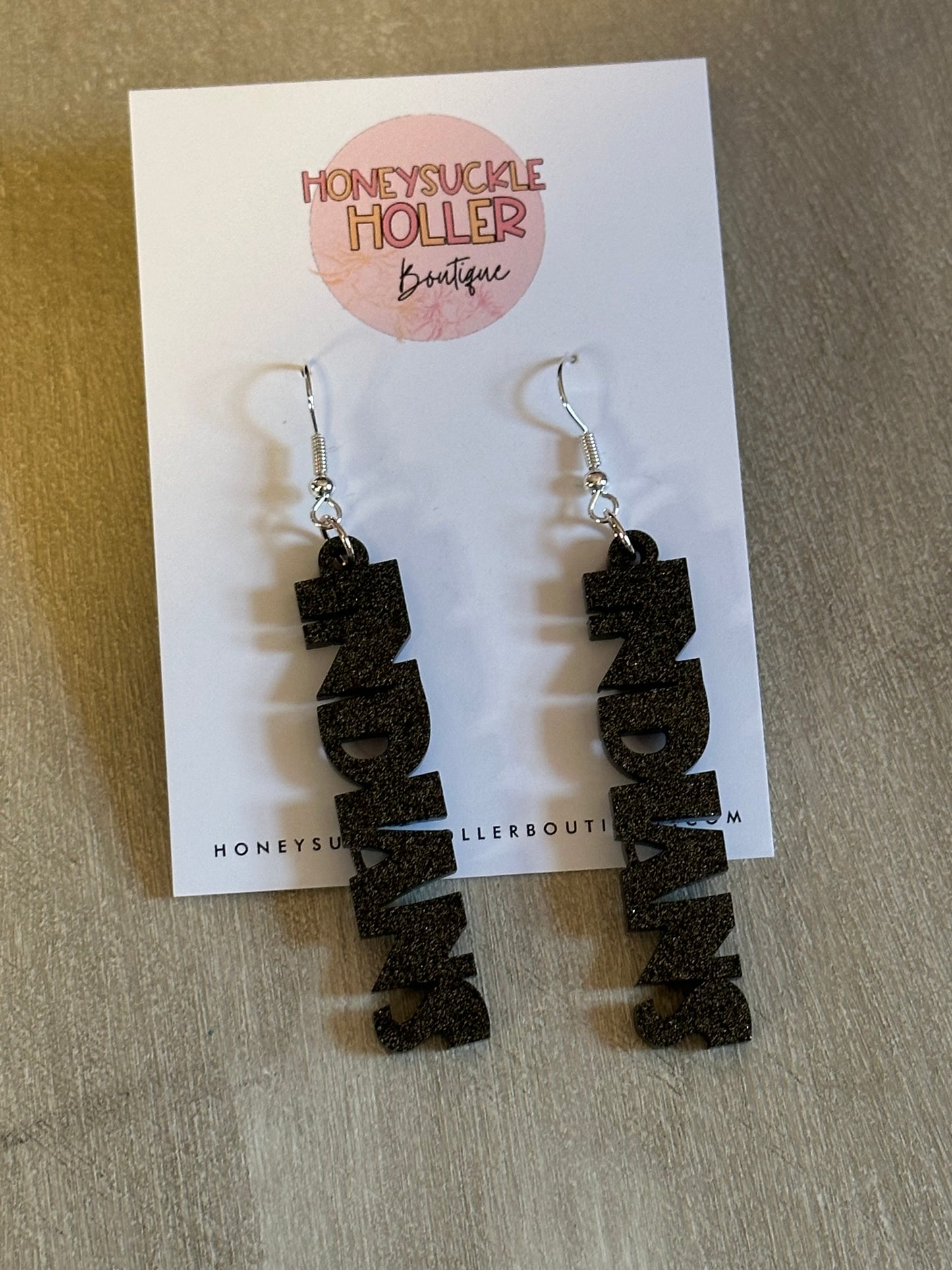 Black Glitter Block Indians Earrings