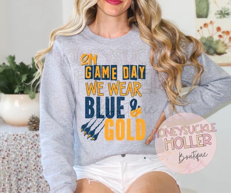 On Game Day We Wear Blue and Gold