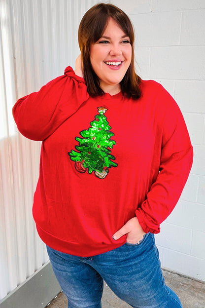 More The Merrier Red Sequin Christmas Tree Hacci Top