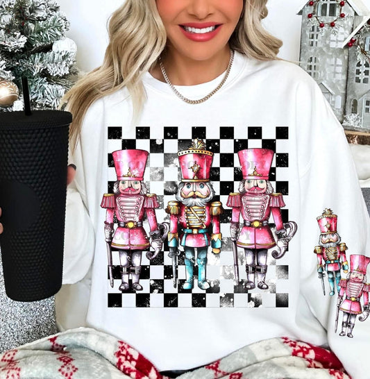 Nutcracker with checkered background