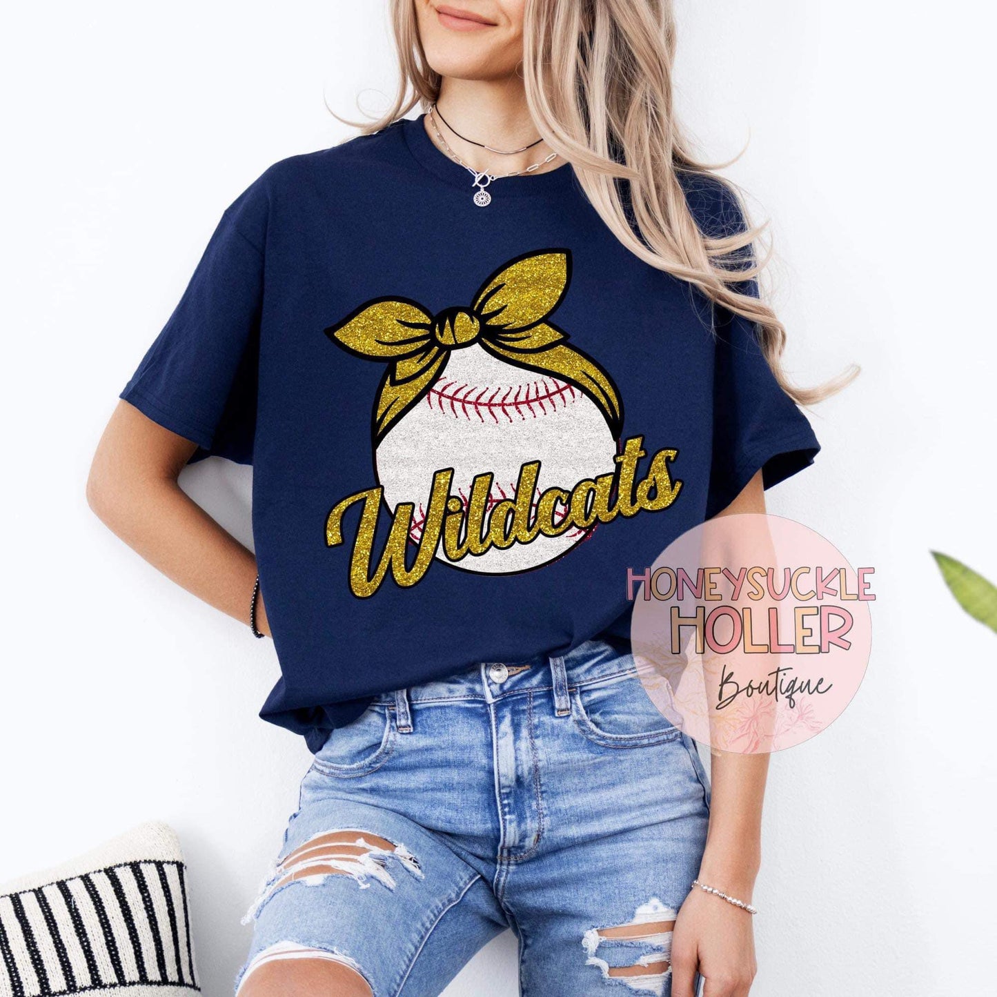 Faux Glitter Wildcats Baseball