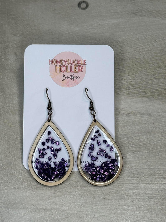 Dark Purple Dangle Shaker Earrings