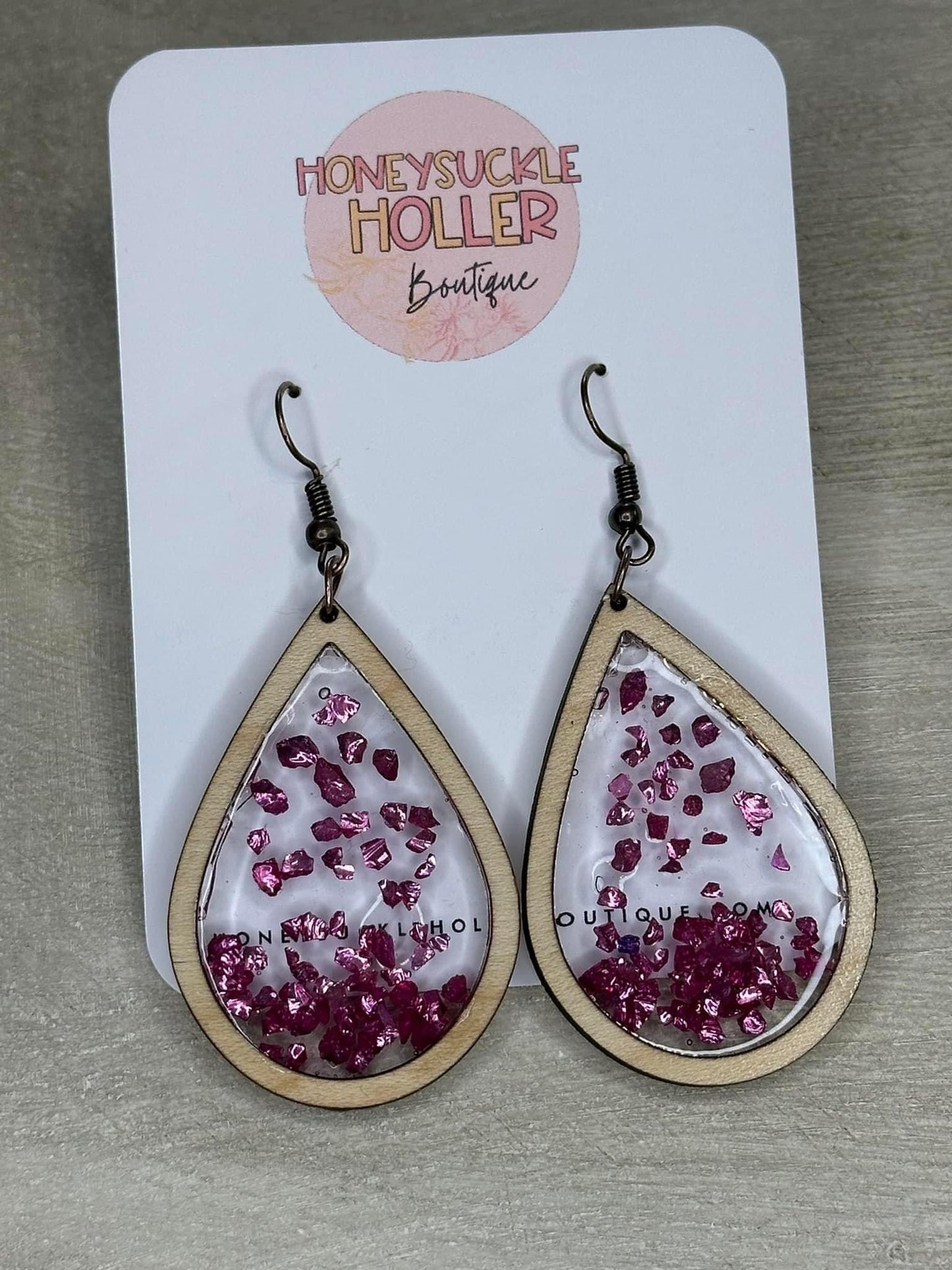 Dark Pink Dangle Shaker Earrings