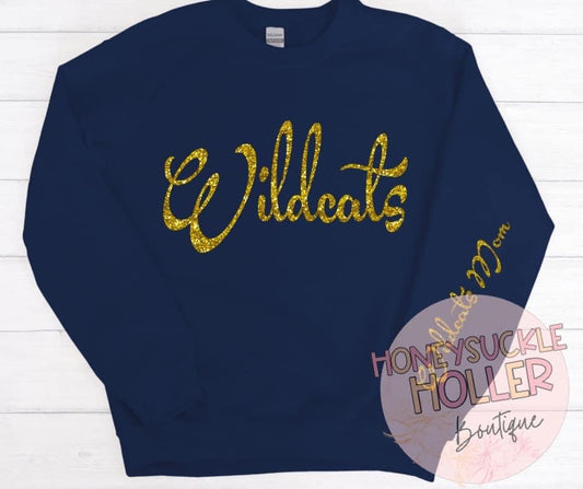 Faux Glitter Wildcats Wildcats Mom Sleeve