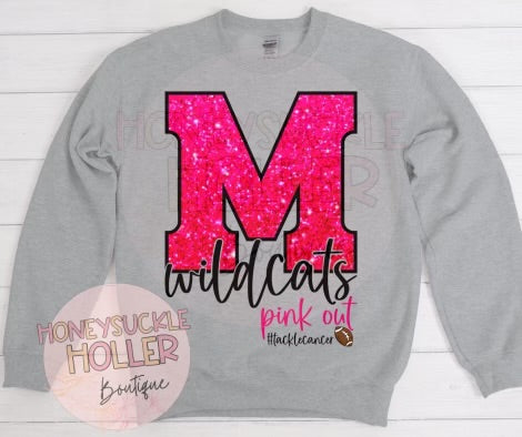 Faux Glitter M Wildcats Pink Out