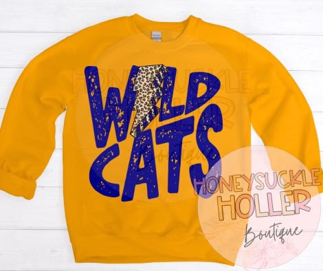 Distressed Cheetah Lightning Bolt Wildcats