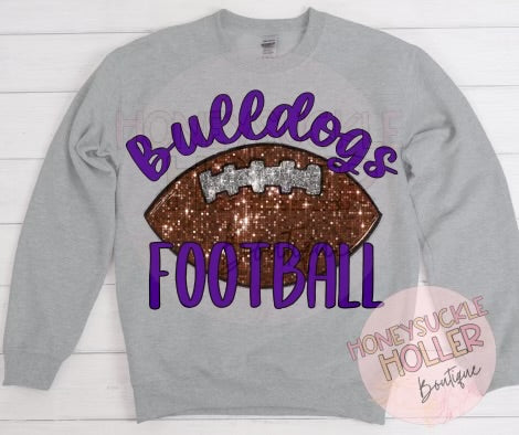 Faux Sequin Bulldogs Football