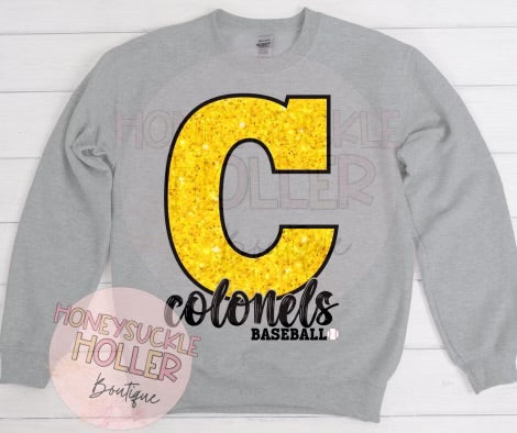 Faux Glitter Colonels Baseball