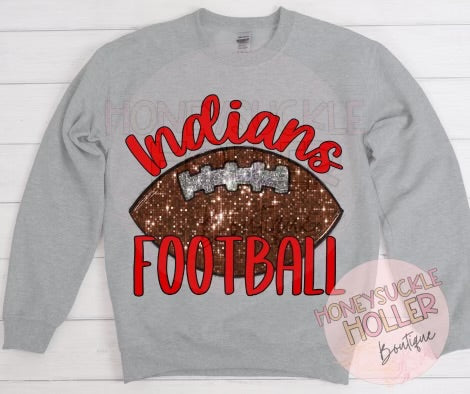 Faux Sequin Indians Football