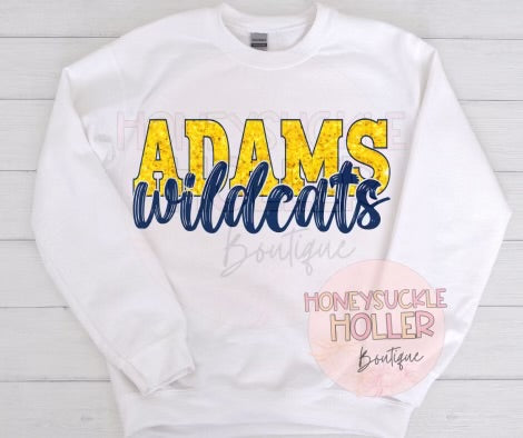 Faux Glitter Adams Wildcats