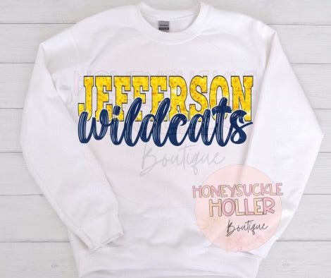 Faux Glitter Jefferson Wildcats