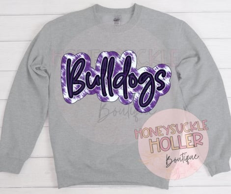 Tye Dye Bubble Letter Bulldogs