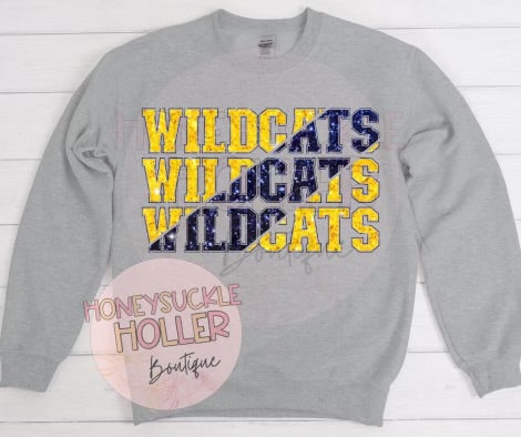 Faux Glitter Stacked Split Wildcats