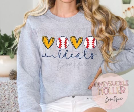 Wildcats Baseball Hearts