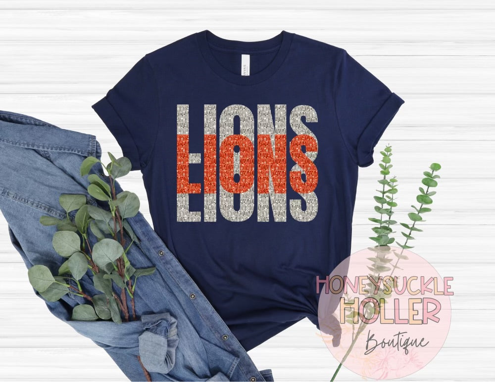 Lions Stacked Faux Sequin Diamond